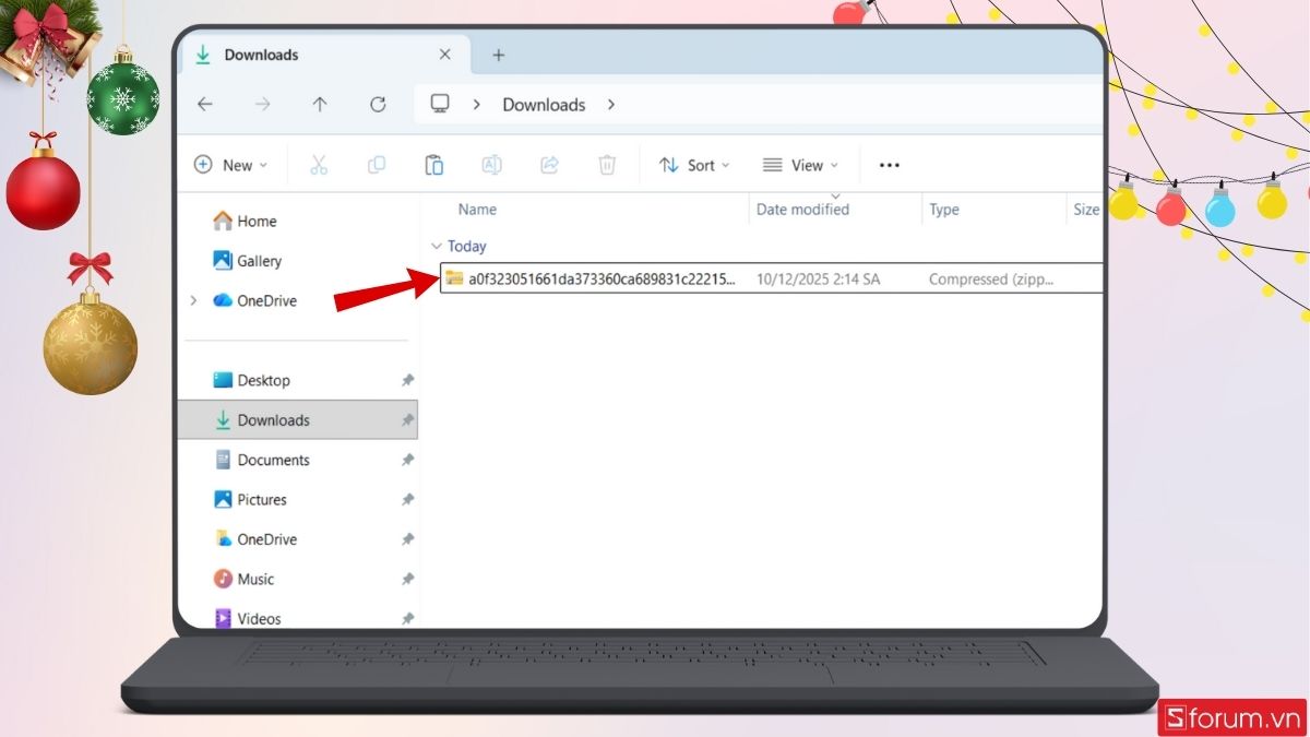 Mở file zip đã tải xuống