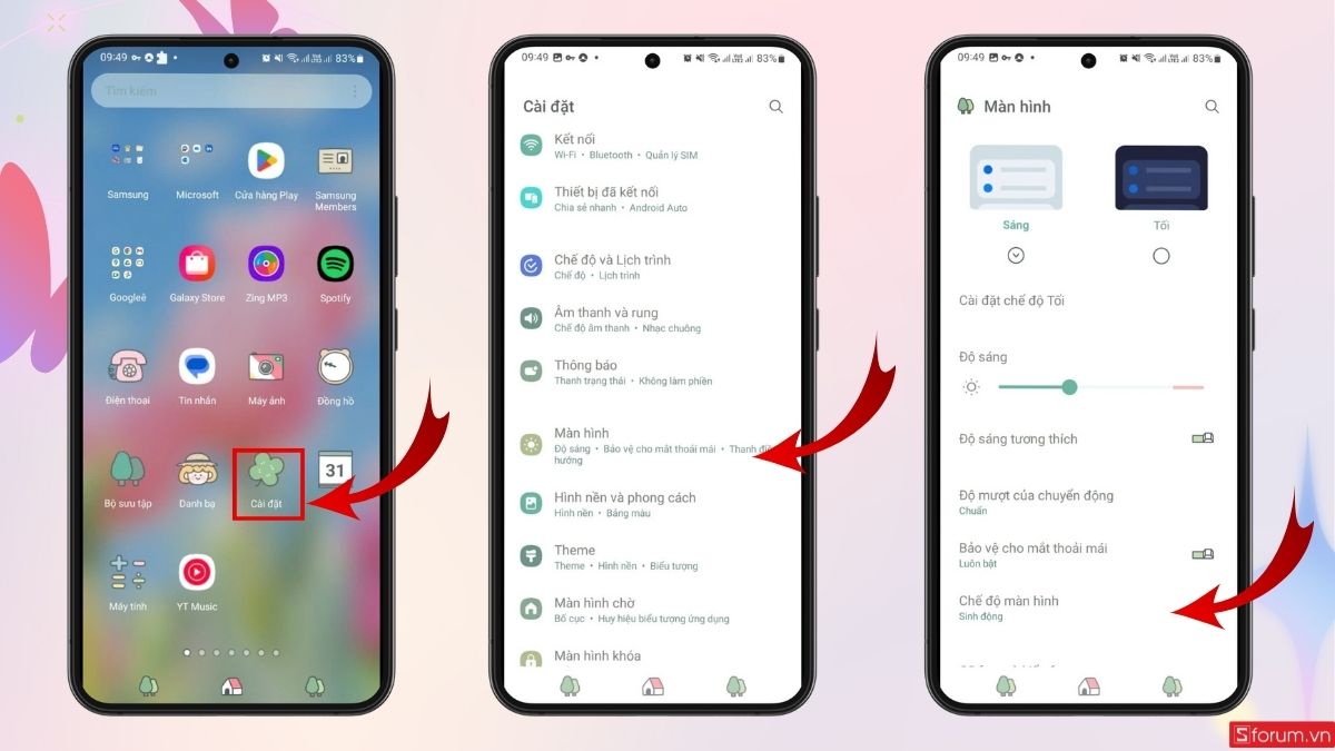 Truy cập mục Chế độ màn hình