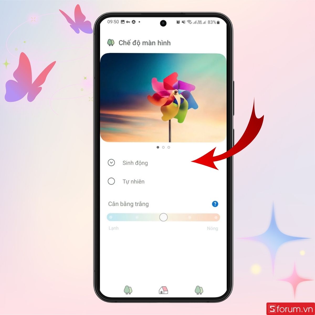Nhấn chọn chế độ Sinh động