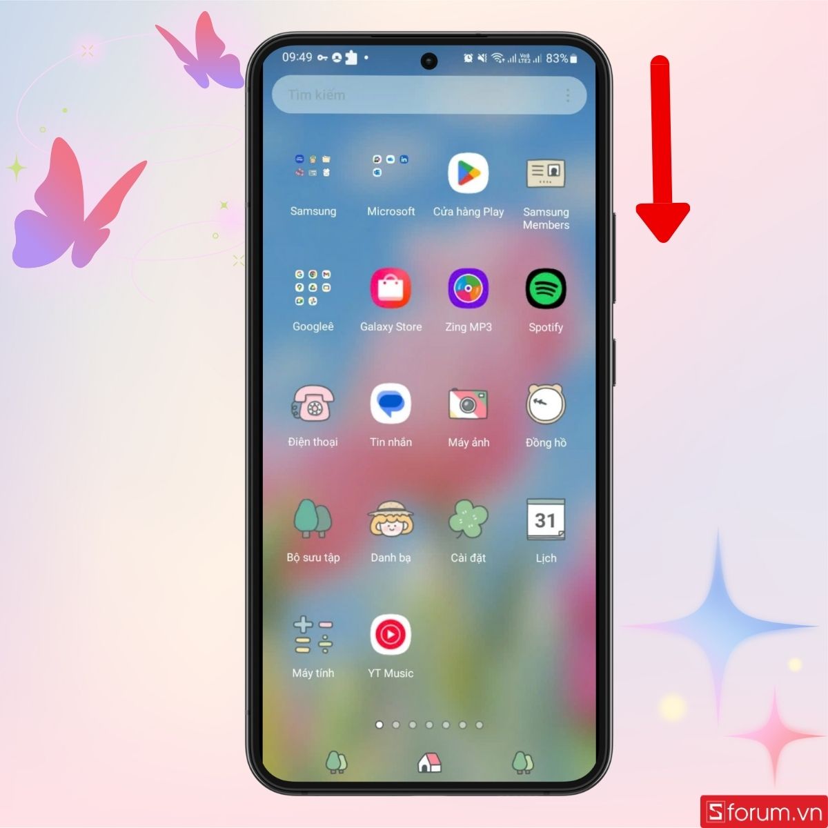 Mở Trung tâm điều khiển trên màn hình chính Samsung