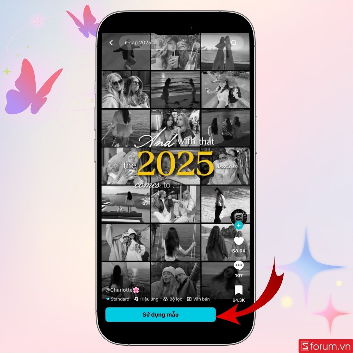 Nhấn chọn sử dụng mẫu để bắt đầu tạo video recap