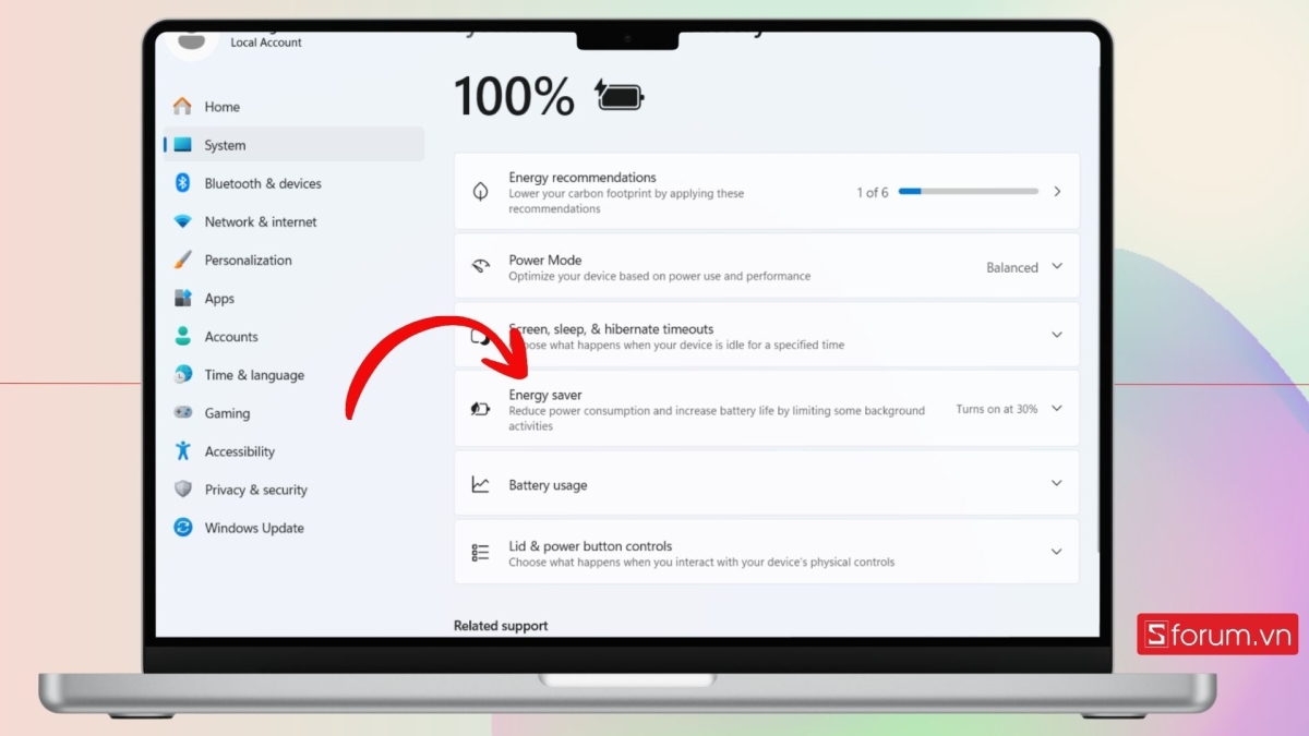 Tắt chế độ tiết kiệm Pin khắc phục máy tính asus không kết nối được wifi - bước 3