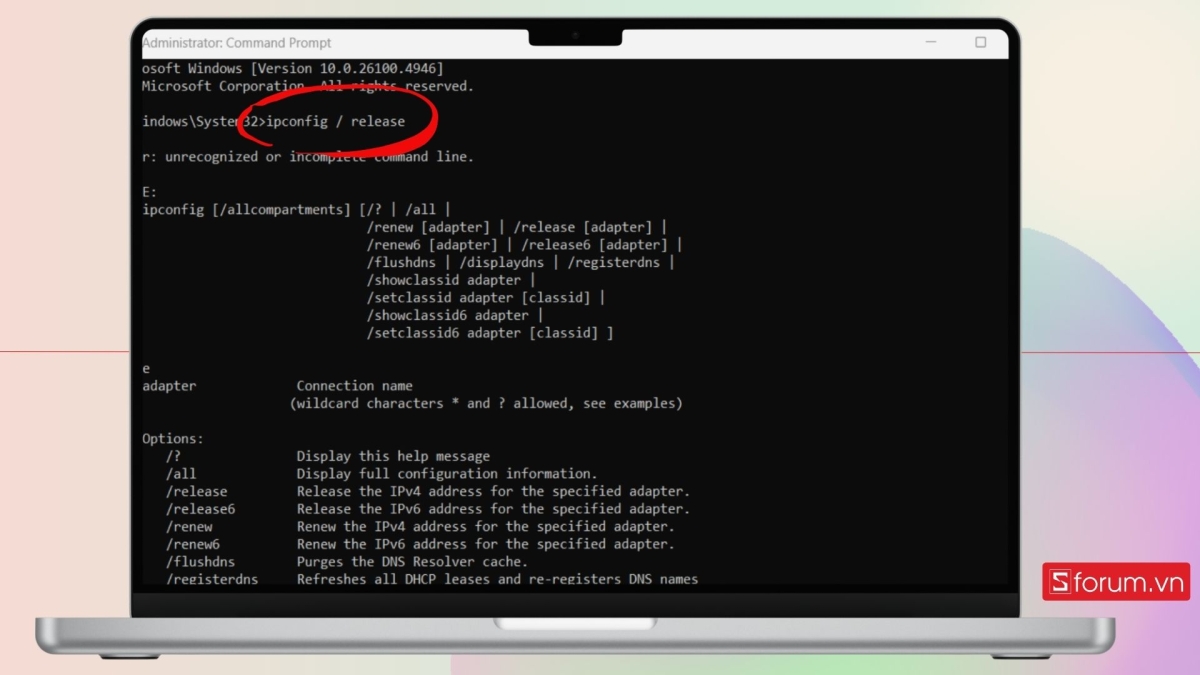 Làm mới địa chỉ IP bước 2
