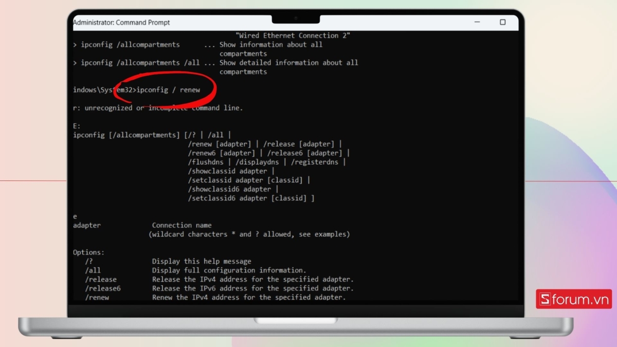 Làm mới địa chỉ IP bước 3