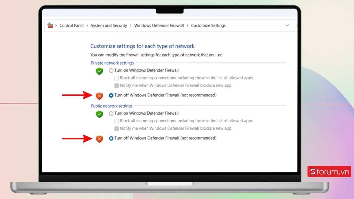 Tắt firewall hoặc phần mềm diệt virus tạm thời bước 5