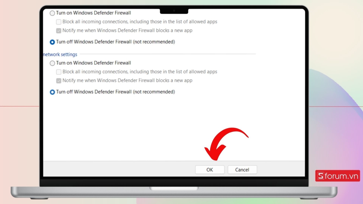 Tắt firewall hoặc phần mềm diệt virus tạm thời bước 6