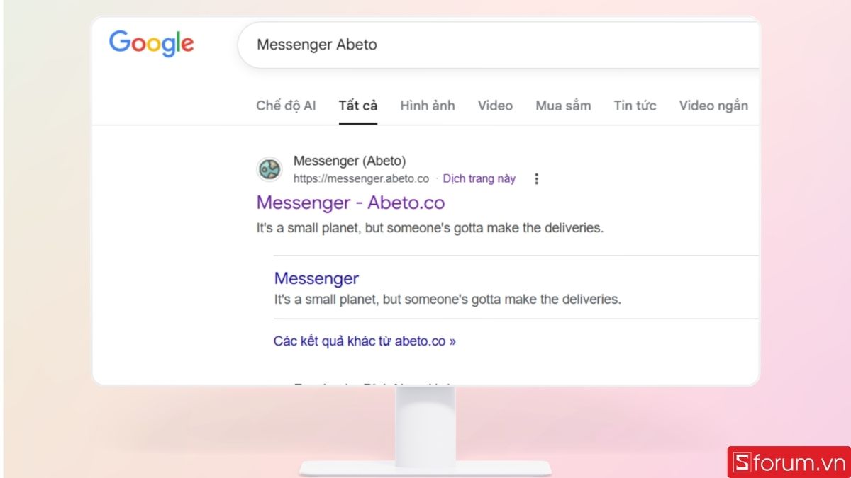 Tìm Messenger Abeto trên web trình duyệt
