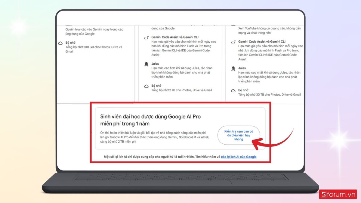 Chọn Sinh viên đại học được dùng Google AI Pro miễn phí trong 1 năm