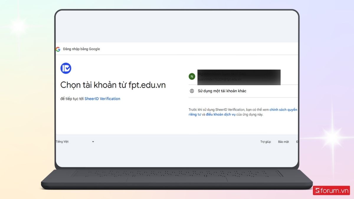 Hoàn tất đăng nhập gmail