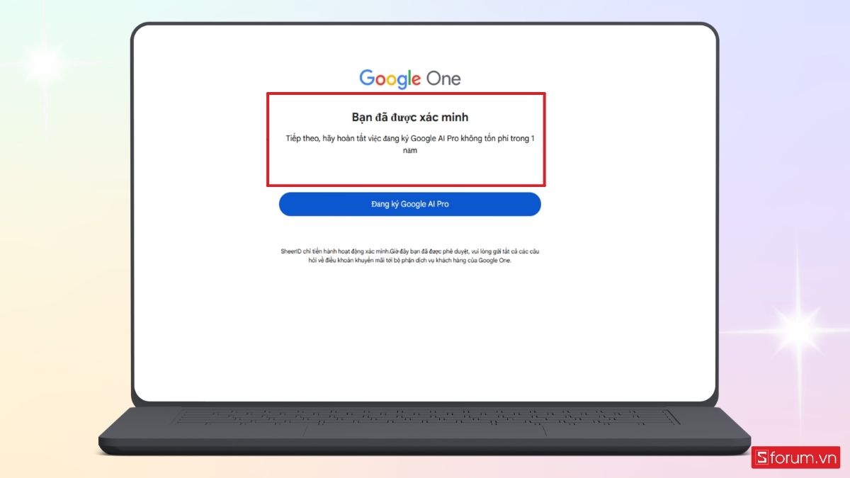 Xác minh gmail thành công