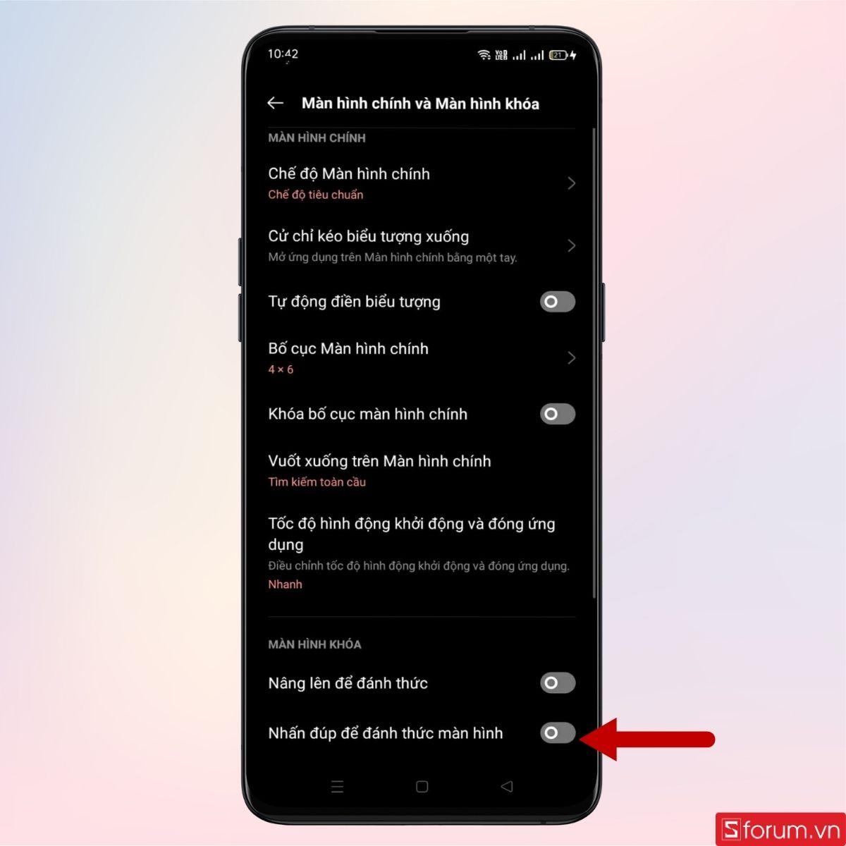 Sử dụng chạm 2 lần khi nút nguồn điện thoại OPPO bị lún - bước 3