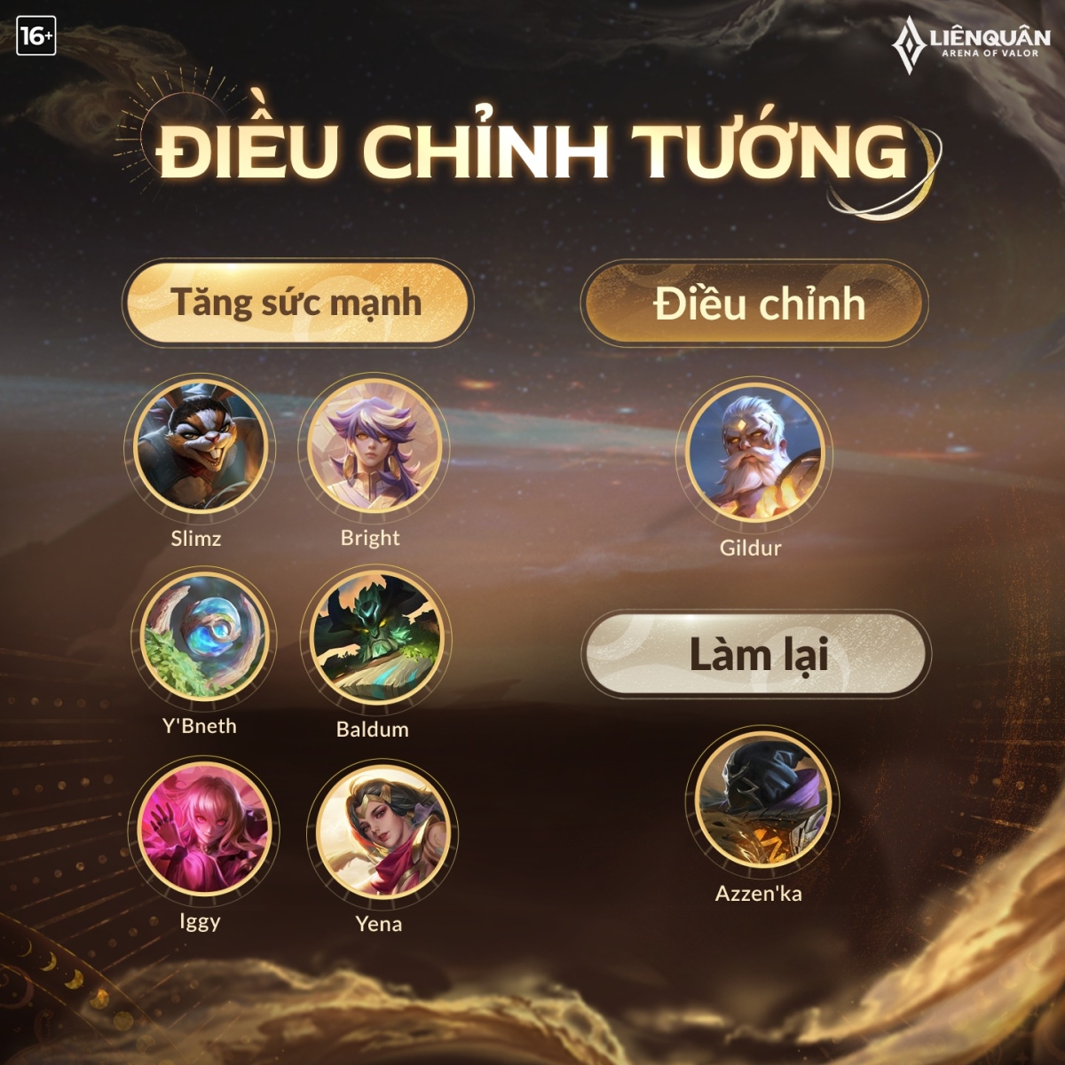 Điều chỉnh cân bằng tướng Liên Quân mùa S4 2025
