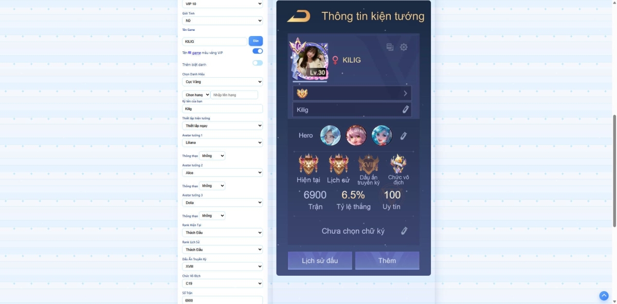 Điền thông tin cần tạo ảnh