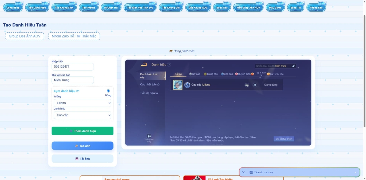 Tạo ảnh ngay trên website