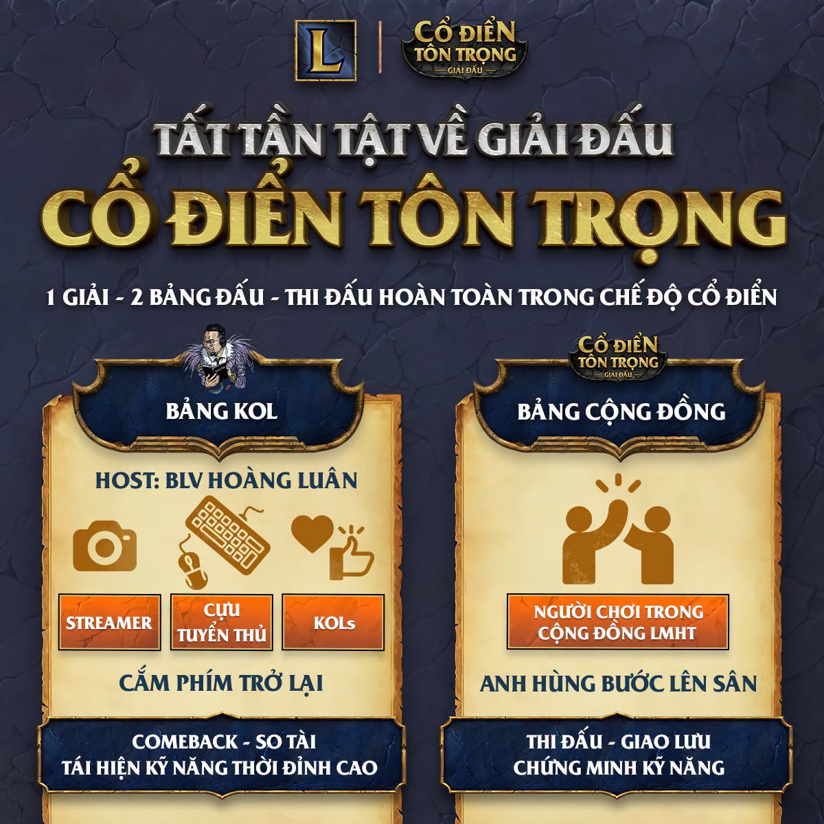 Những thông tin cần biết về giải đấu LMHT Cổ Điển Tôn Trọng