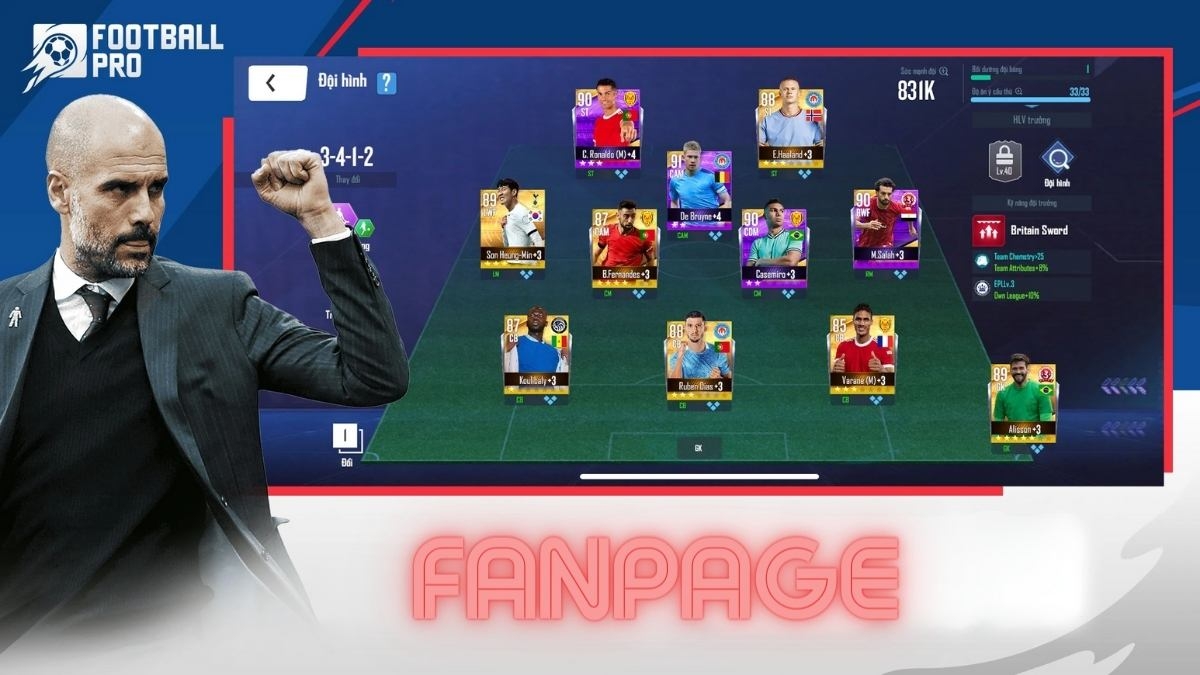 Nhận code trên fanpage Football Pro VTC