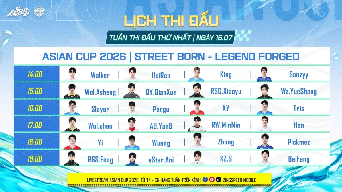 Lịch thi đấu chính thức