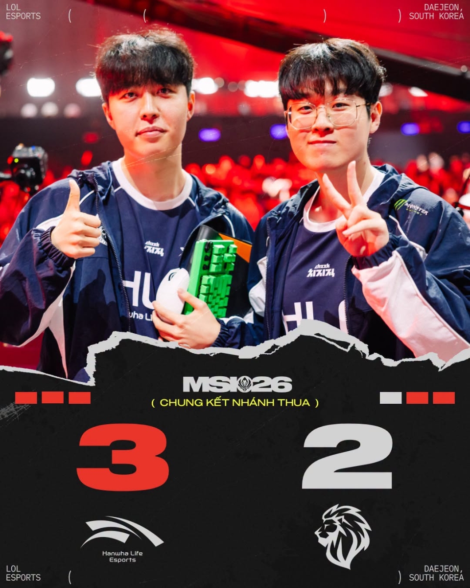 HLE lội ngược dòng thành công trước LYON tại bán kết MSI 2026