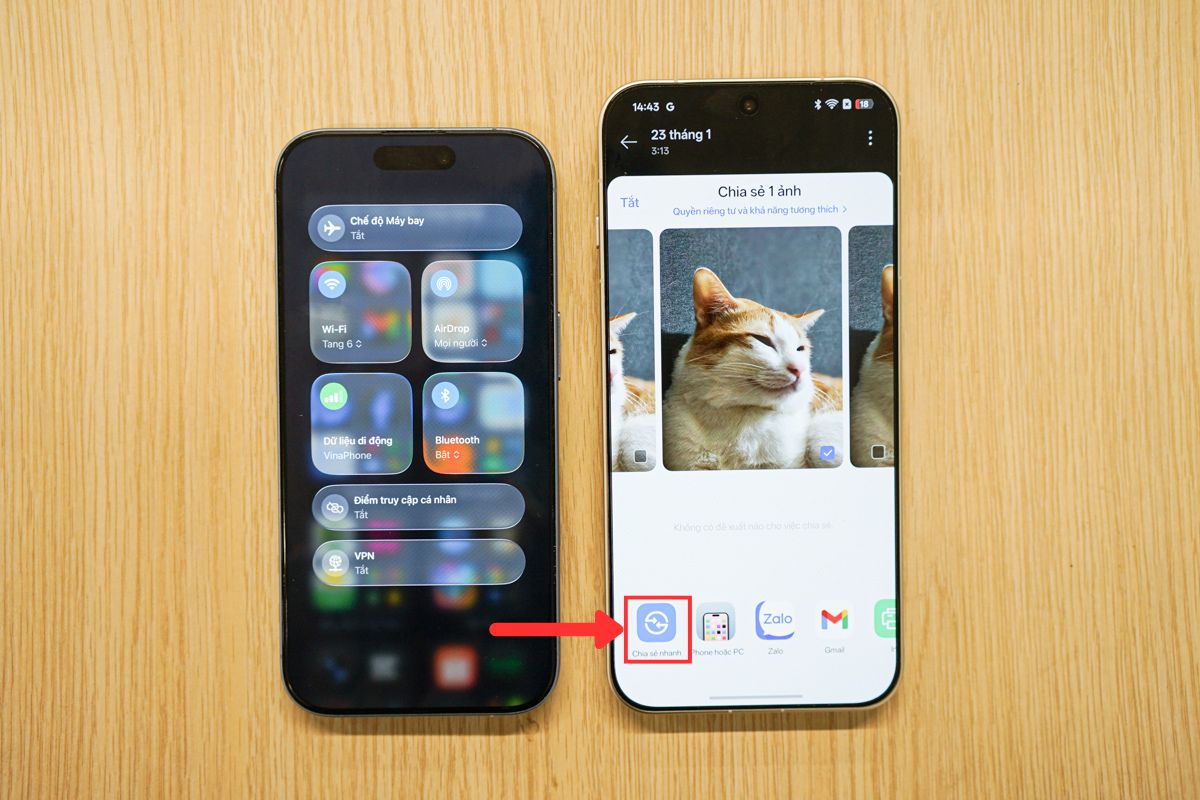 Nhấn mở Chia sẻ nhanh