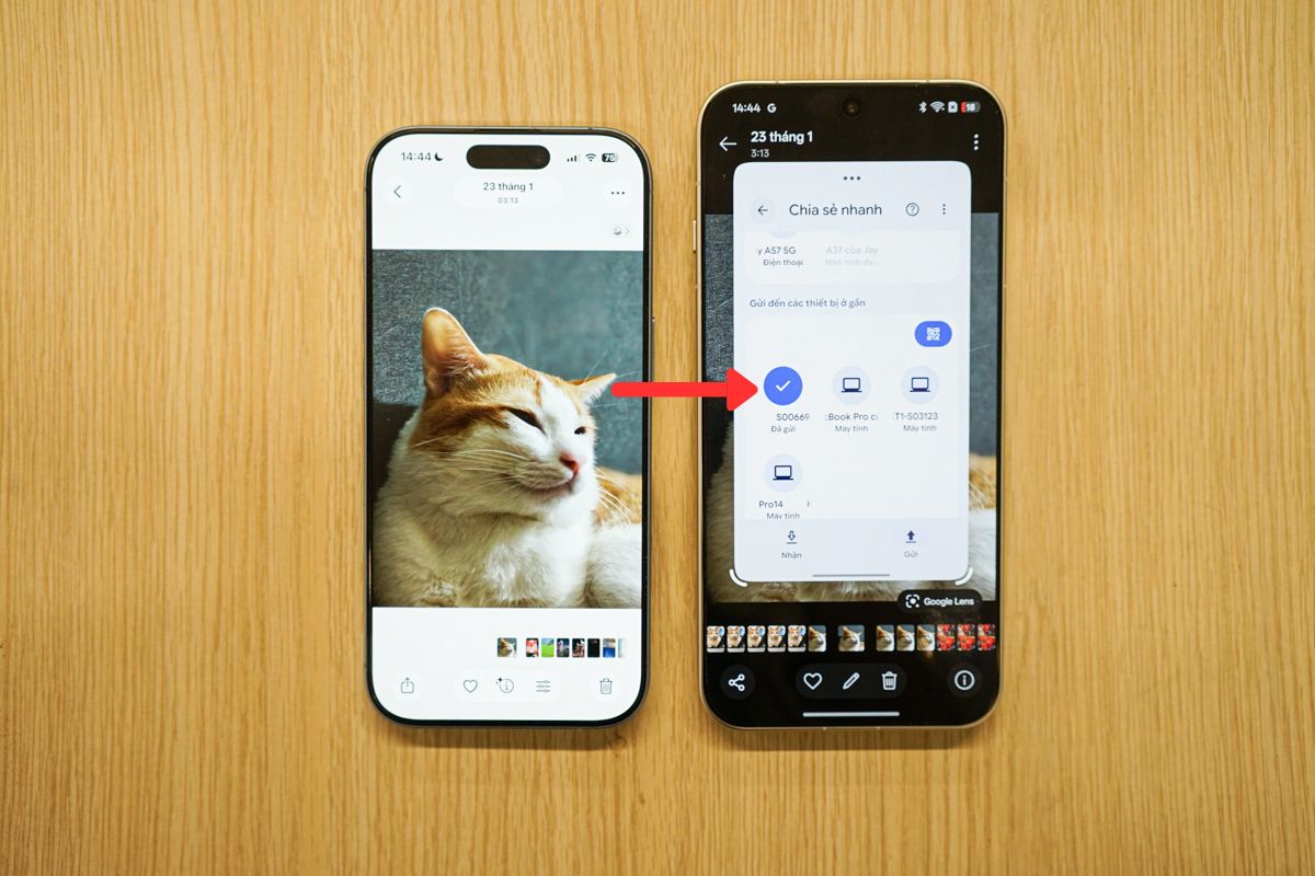 Hoàn tất quá trình chia sẻ ảnh từ OPPO sang iPhone