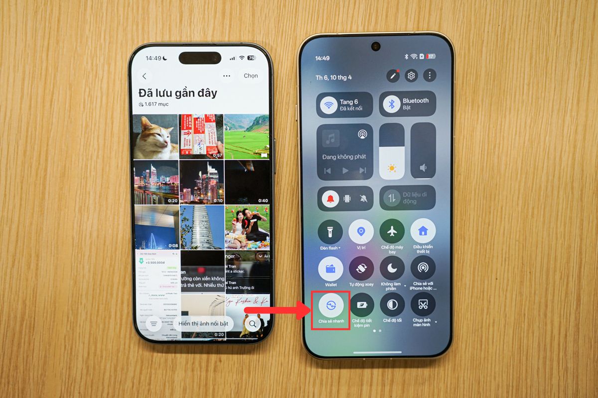 Bật Chia sẻ nhanh trên thanh công cụ máy OPPO