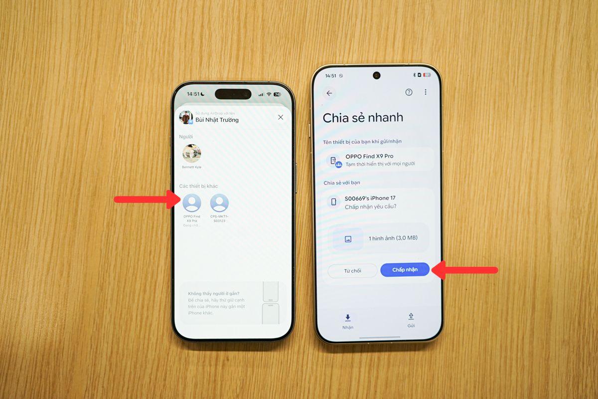 Chấp nhận file vừa gửi để hoàn tất thao tác