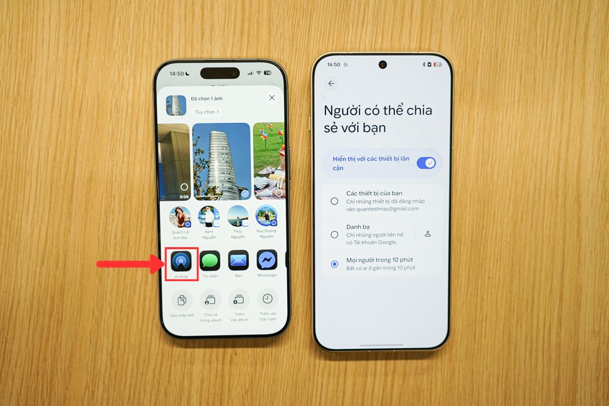 Nhấn AirDrop trên iPhone