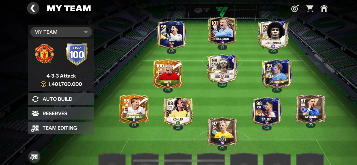 Đội hình Fc Mobile 4-3-3 Attack