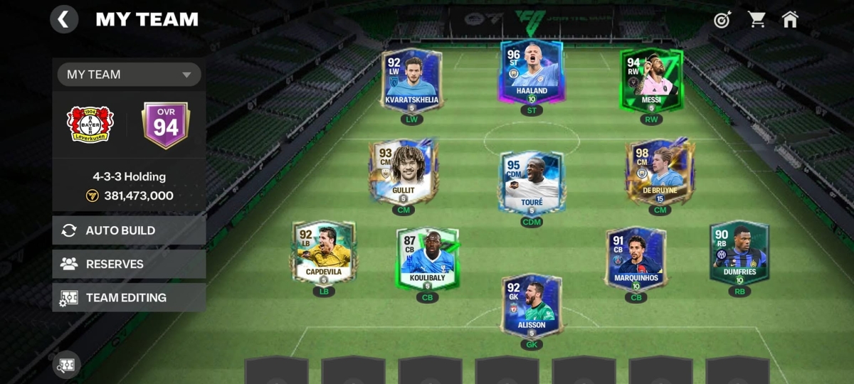 Đội hình FC Mobile 4-3-3 Holding