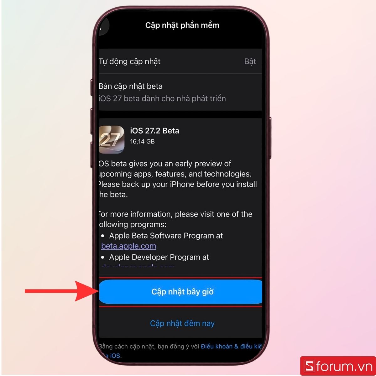 Cập nhật ngay bây giờ và hoàn tất