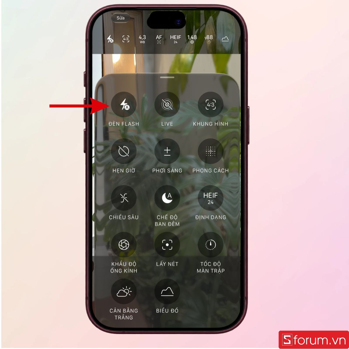 Mở Đèn Flash trong mục công cụ điều khiển