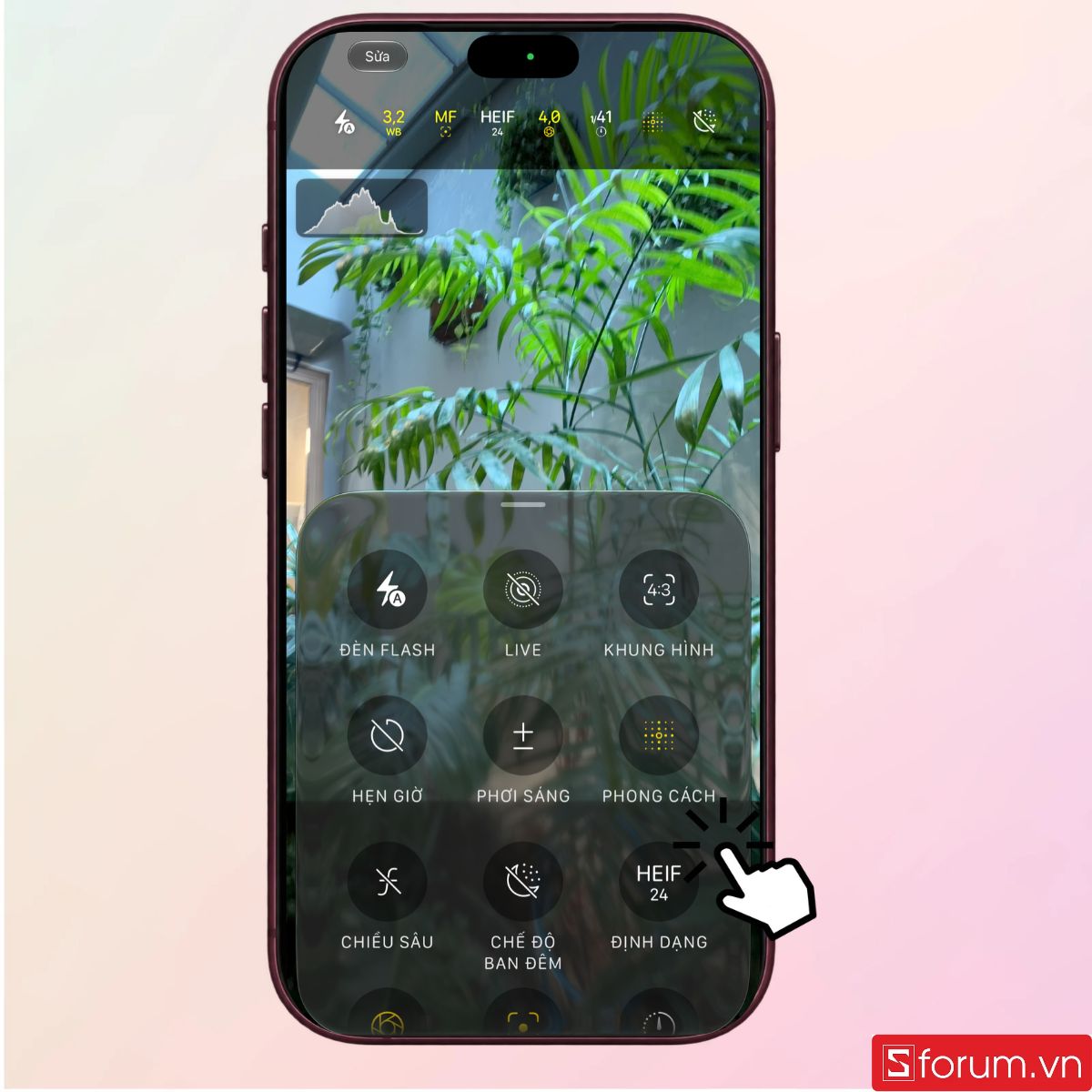 Nhấn giữ khoảng trống để mở bảng tùy chỉnh