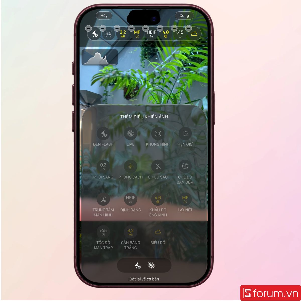 Tùy chỉnh bảng điều khiển Camera