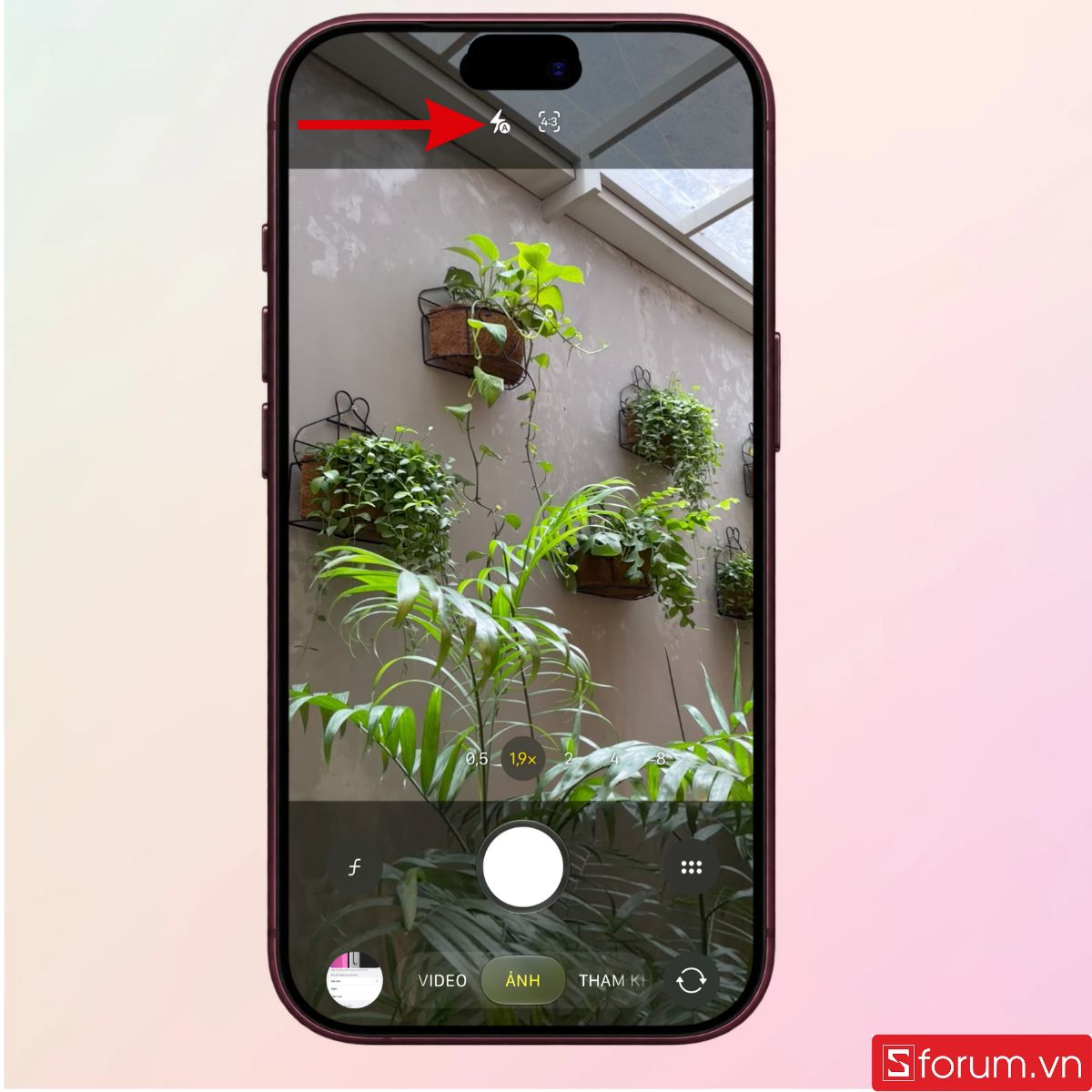 Mở đèn Flash nhanh ở giao diện chụp ảnh