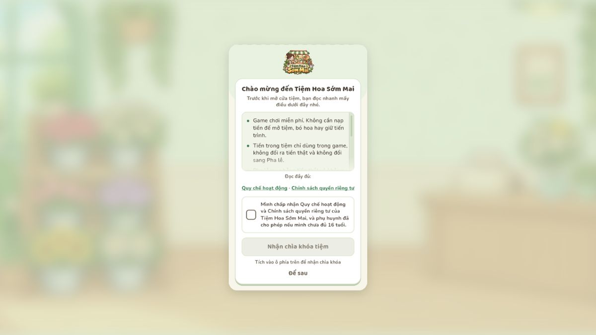 Đồng ý điều khoản chơi game