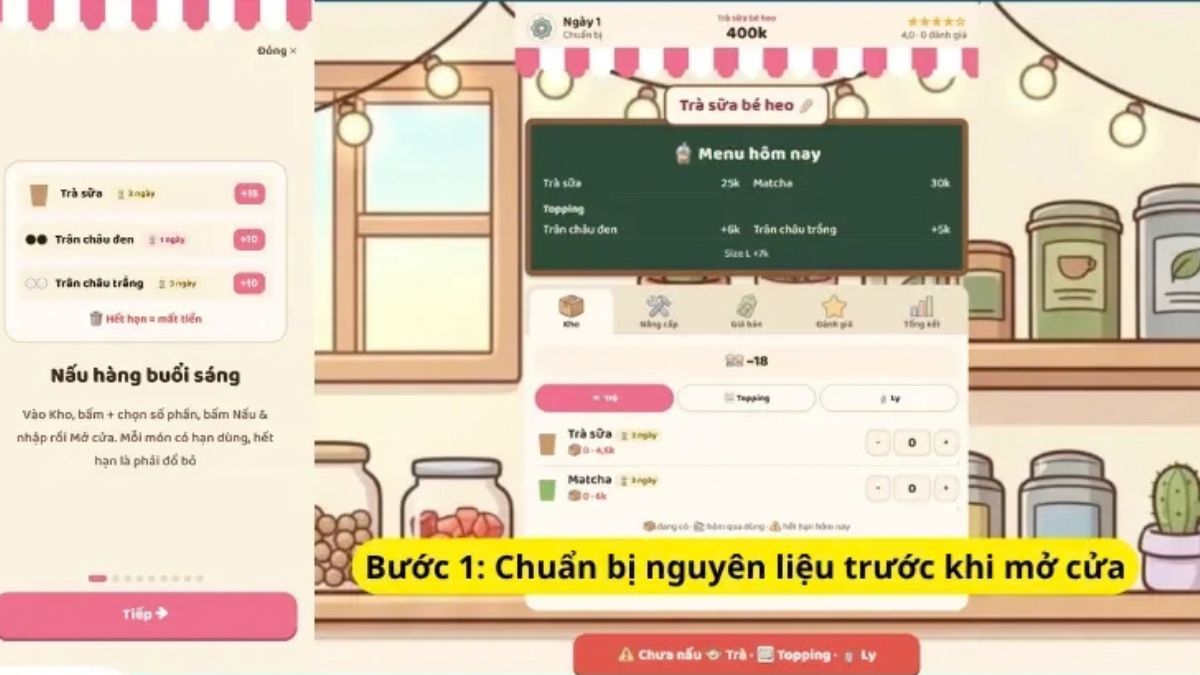 Chuẩn bị nguyên liệu trước khi mở cửa