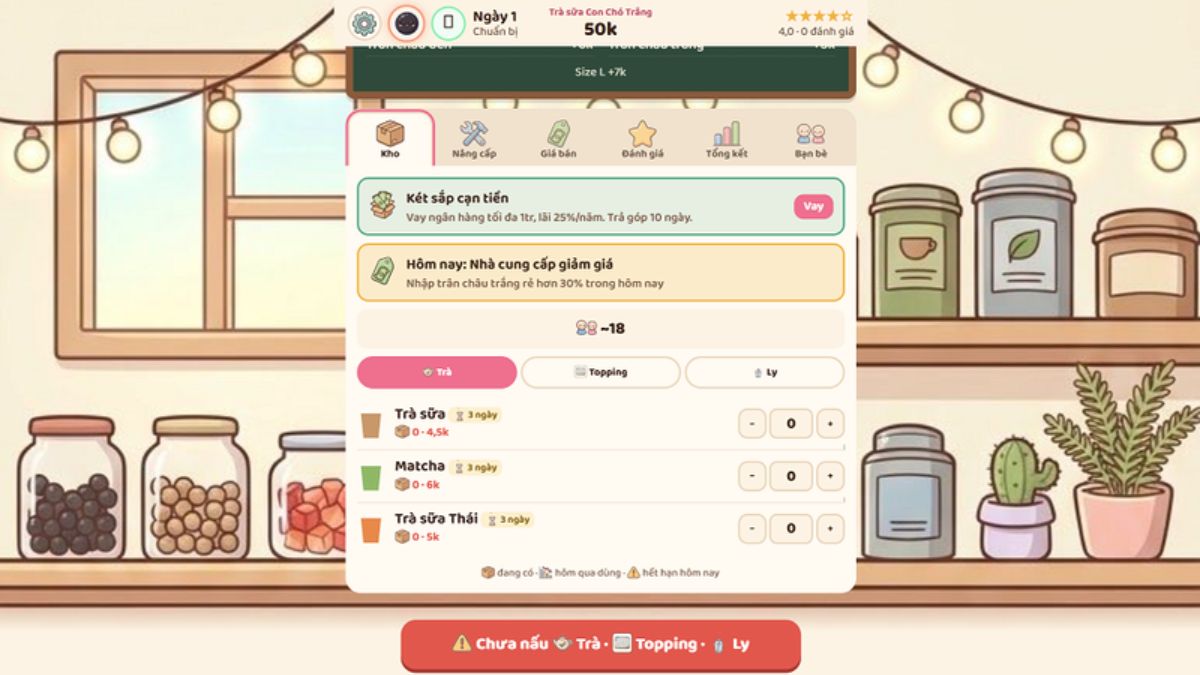 Tổng quan về game Tiệm Trà Sữa Nhỏ
