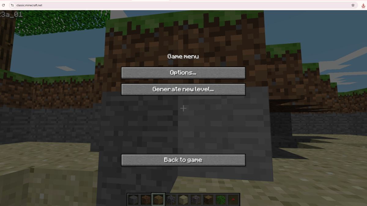 Vào trang web chính thức của Minecraft Classic