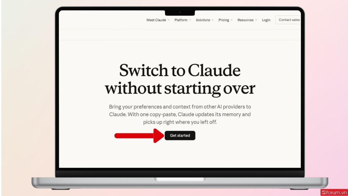 Trước tiên nhấn vào Get Started