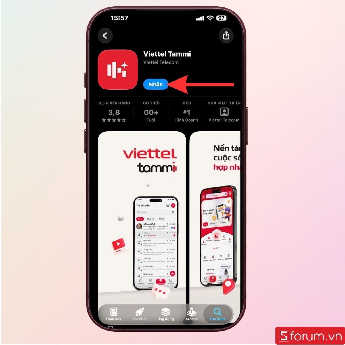 Mở ứng dụng Viettel Tammi 