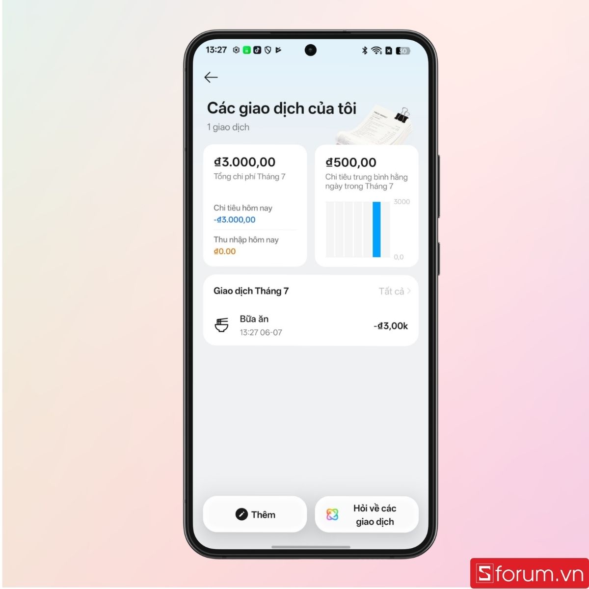 Nhấn vào biểu tượng Thêm