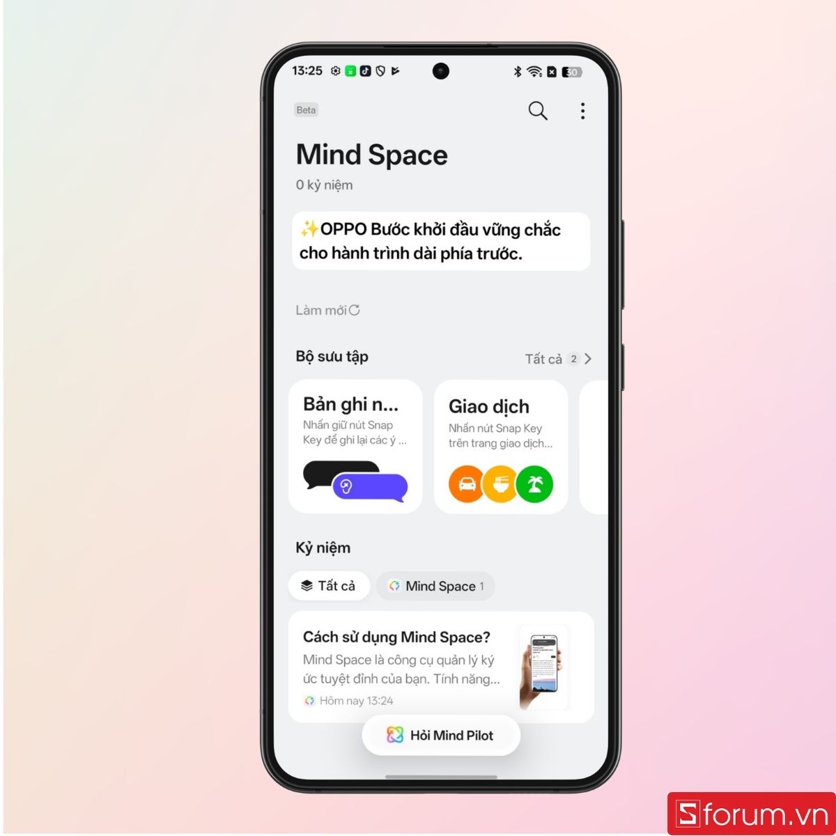 Giao diện chính của Mind Space