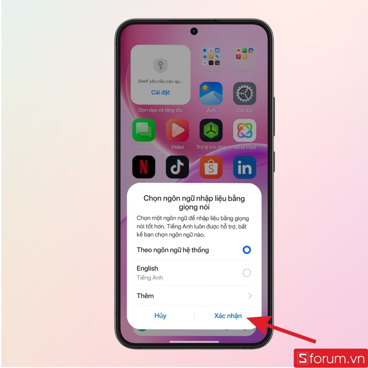 Chọn ngôn ngữ nhập liệu bằng giọng nói