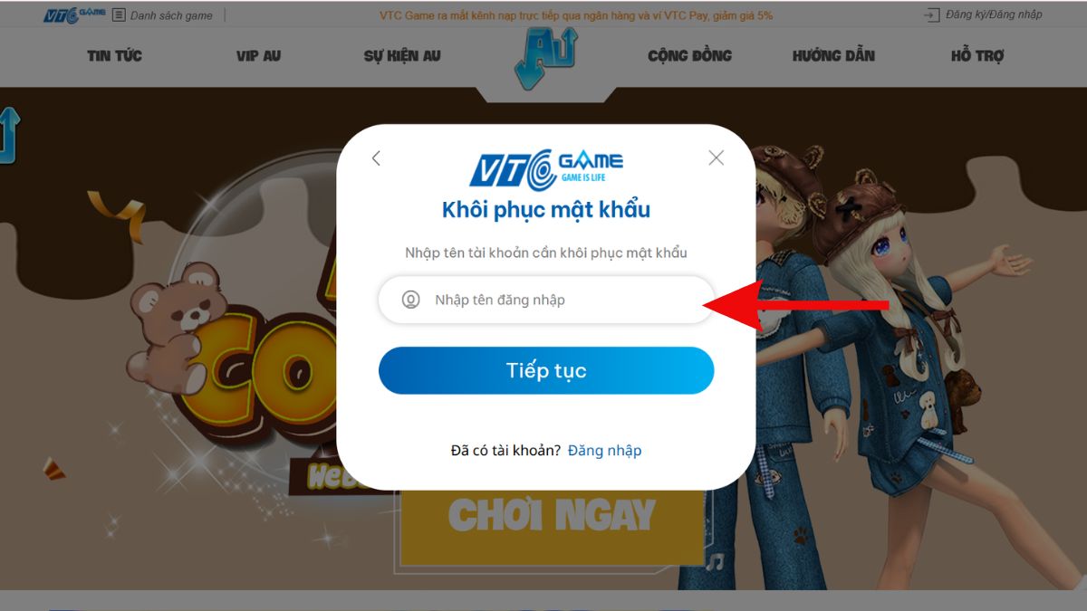 Nhập tên đăng nhập