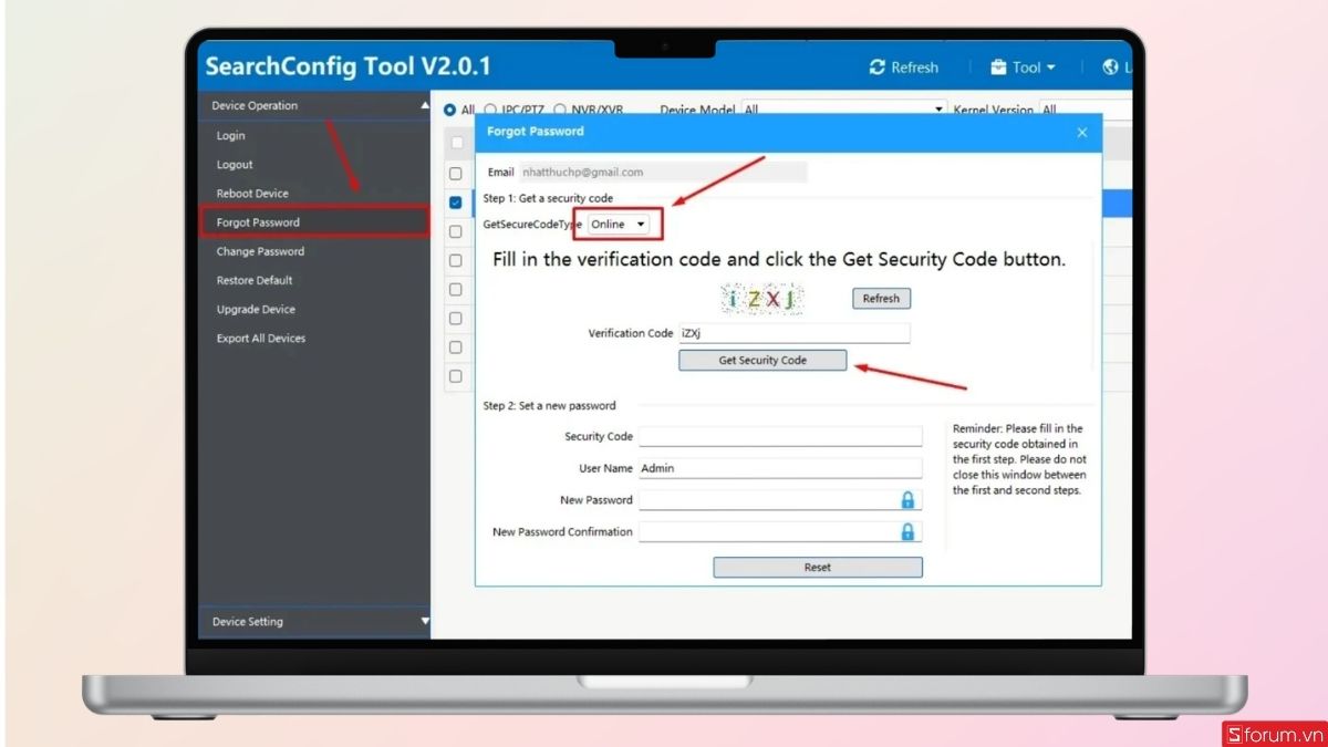Lấy Security Code bằng phương thức Online