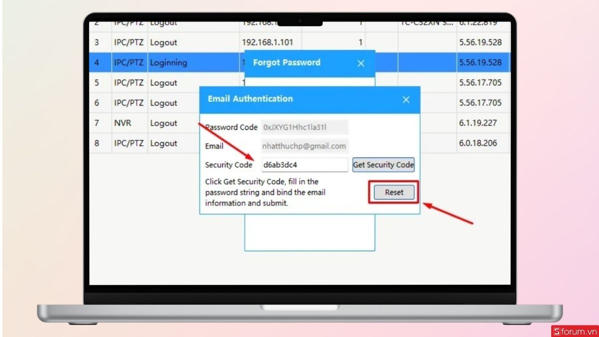Nhập mã xác minh code vào đây