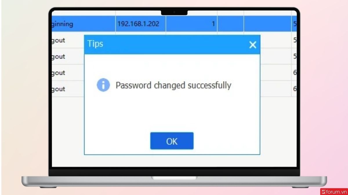 Thông báo khôi phục mật khẩu thành công