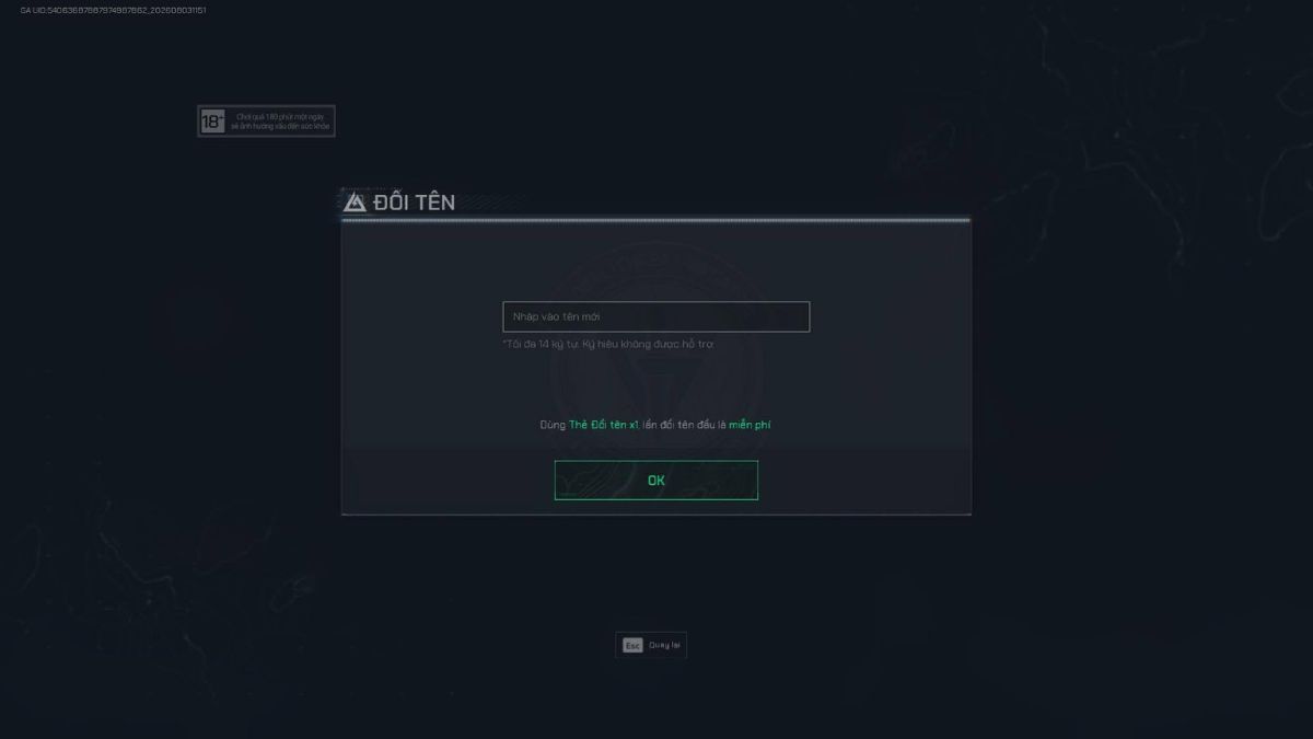 Hướng dẫn cách đổi tên nhân vật Delta Force trên điện thoại và PC