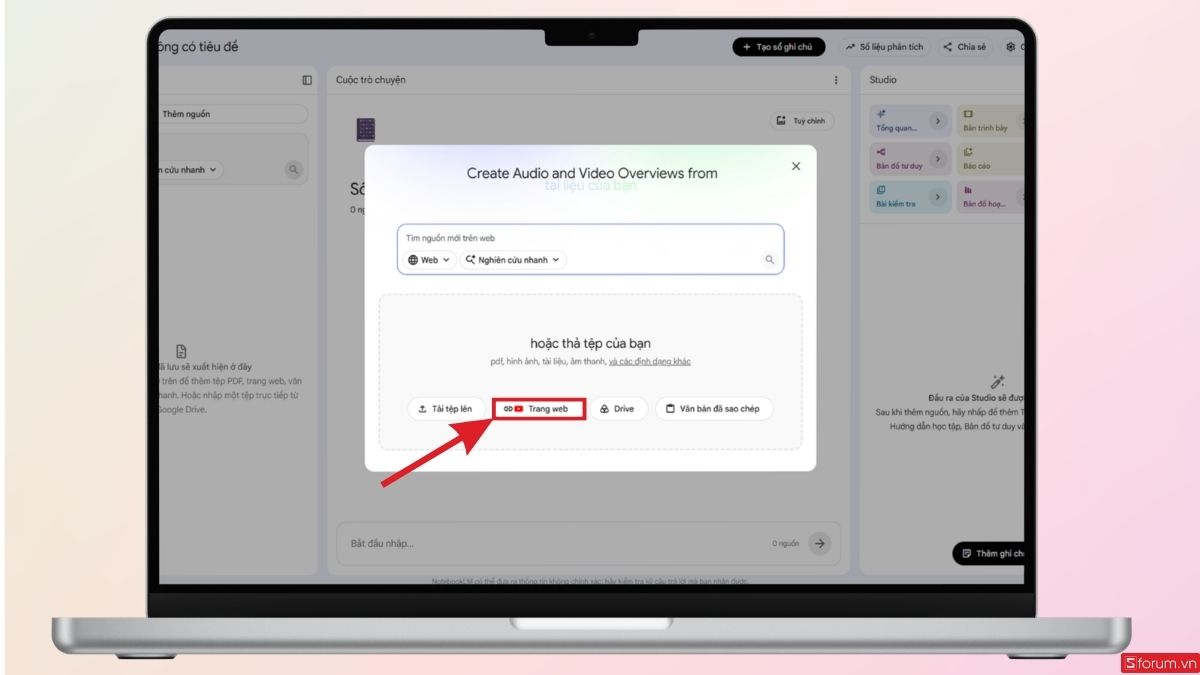 Chọn vào mục YouTube như hình