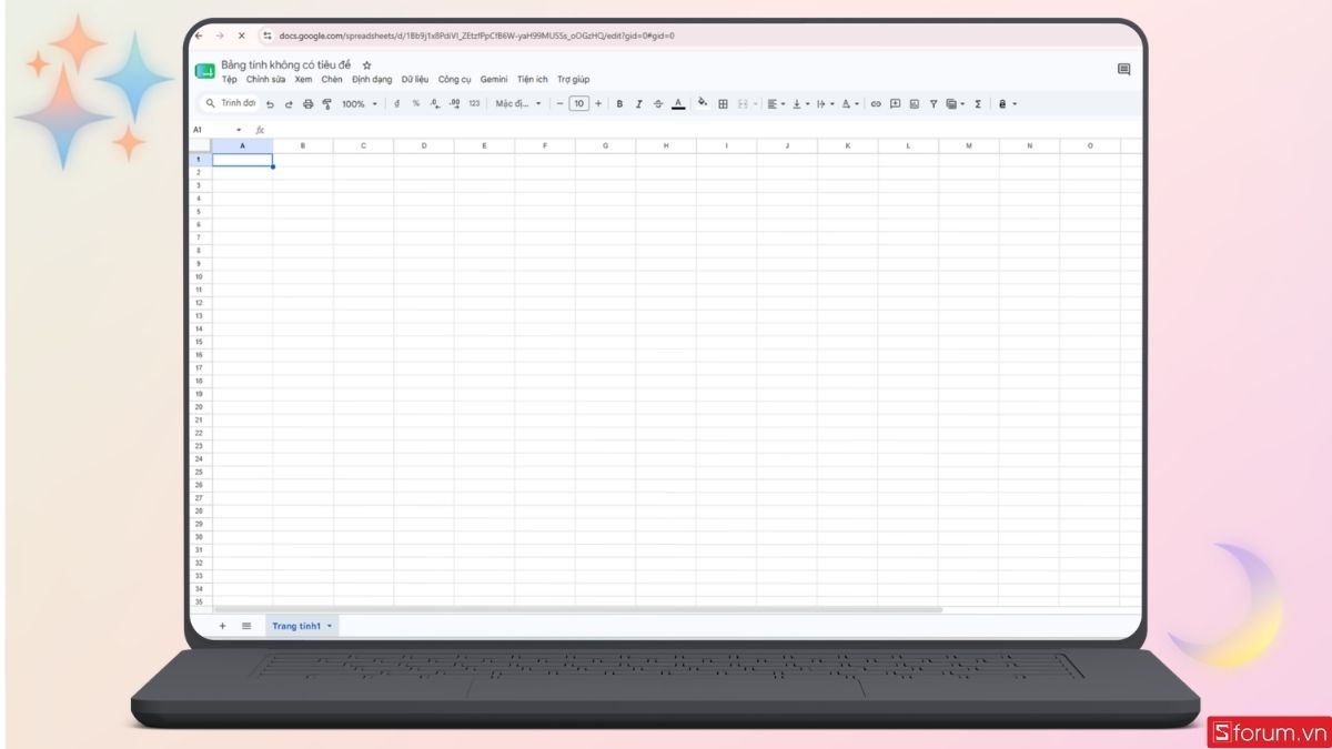 Mở một file Google Sheets mới
